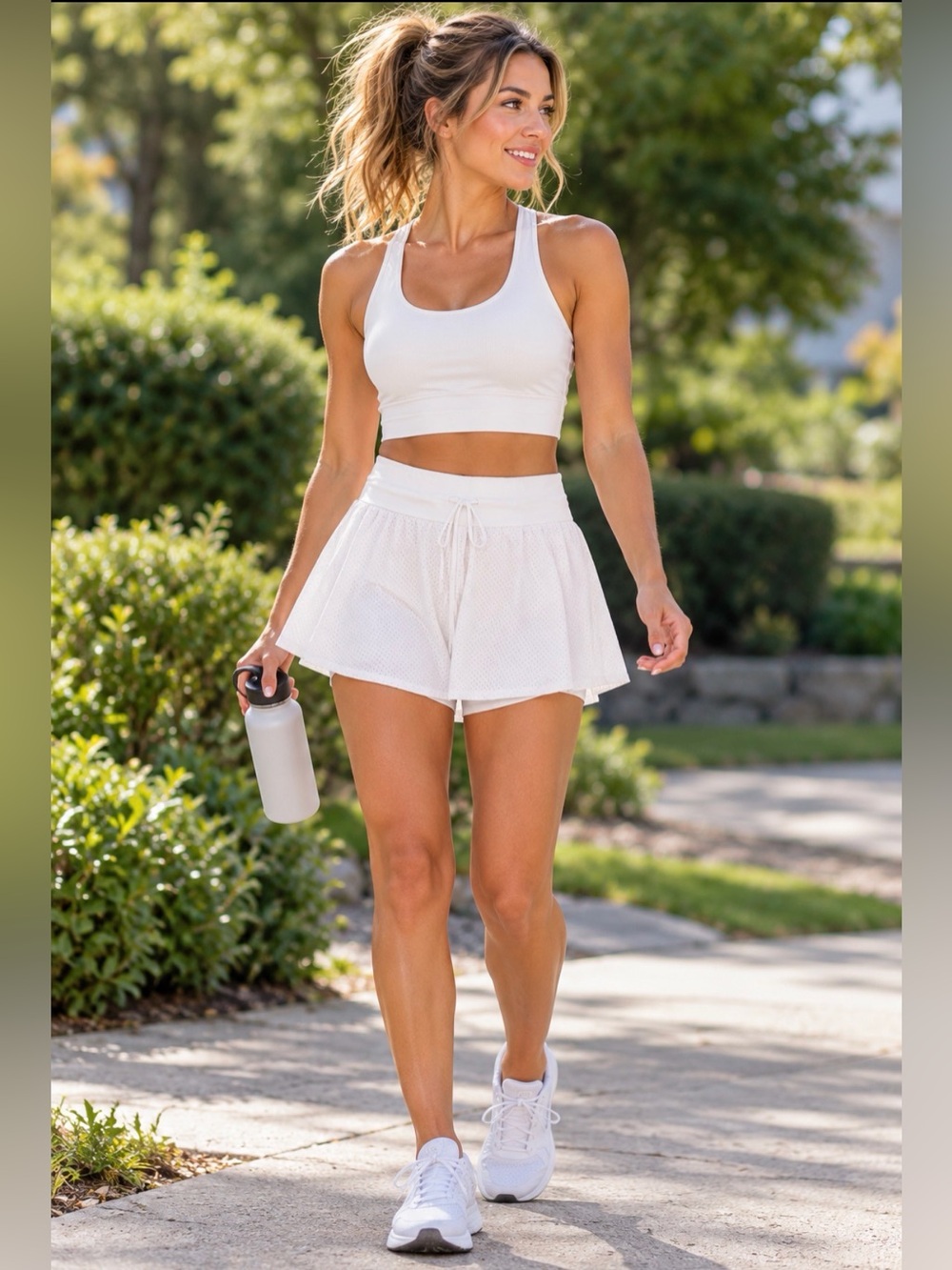 Calia Women's White Athletic Skort w/Drawstring Waist Tennis Pickleball size Med